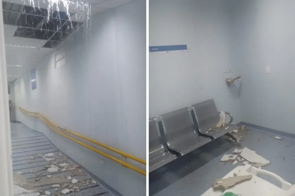 Forro desaba em área do Hospital Mário Gatti após rompimento de tubulação